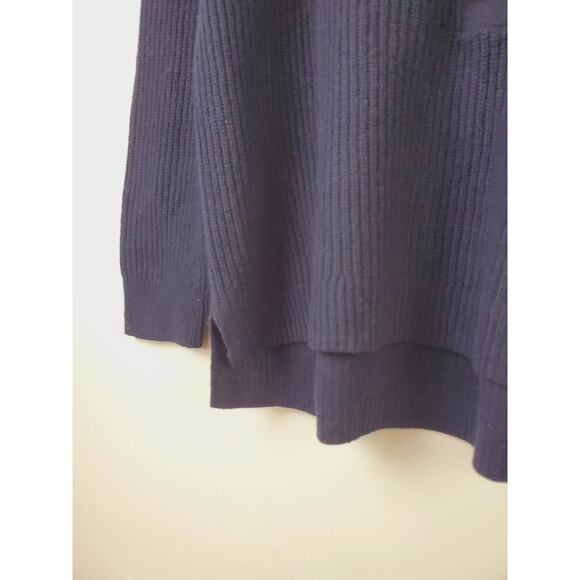 Madewell Womens L Ribbed Knit Merino Wool Blend Lyle Henley Sweater Navy Blue - Picture 2 of 9